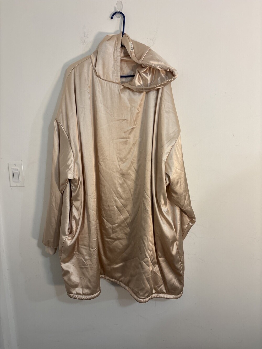 Kitsch Glazey Satin Hoodie Loungewear Charcoal Wearable Blanket w/ Pockets OSFM